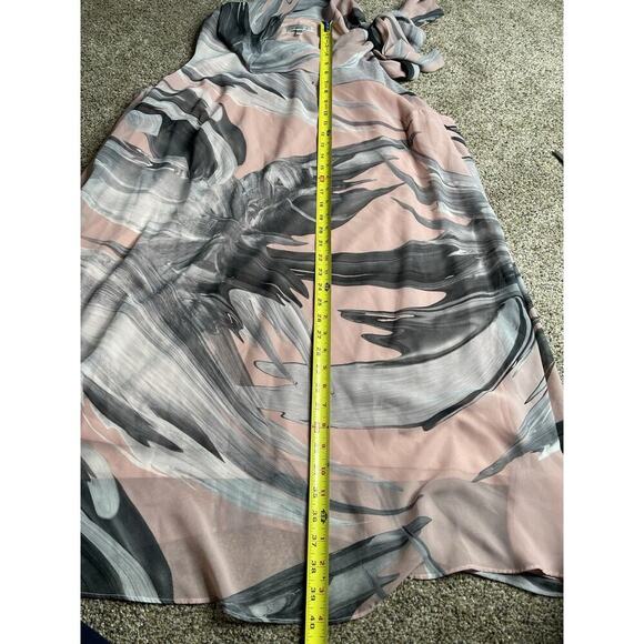 Signature By Robbie Bee Women Light Pink Floral Dress Tie Shoulder Size 24W - Picture 7 of 7